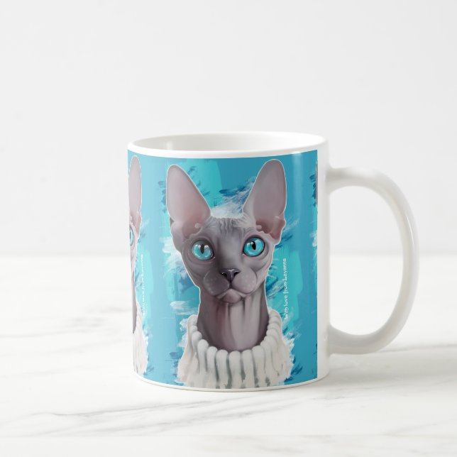 Taza De Café Cielos en los ojos (gato de Sphynx) (Derecha)