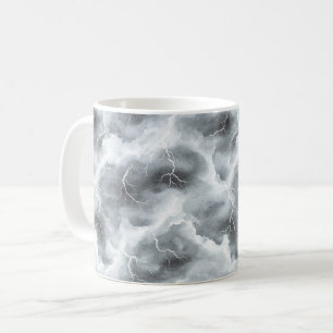 Taza De Café Cielos grises tormentosos con relámpagos