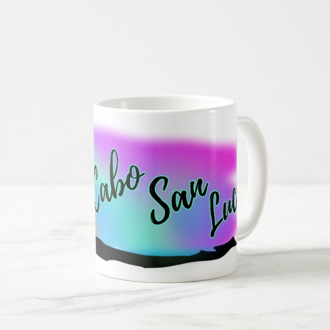 Taza De Café Cielos Neon Beach En Cabo San Lucas (Anverso derecho)