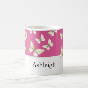 Taza De Café Cielos rosados y mariposas