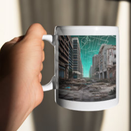 Taza De Café Cielos teales distópicos abandonados