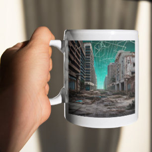 Taza De Café Cielos teales distópicos abandonados