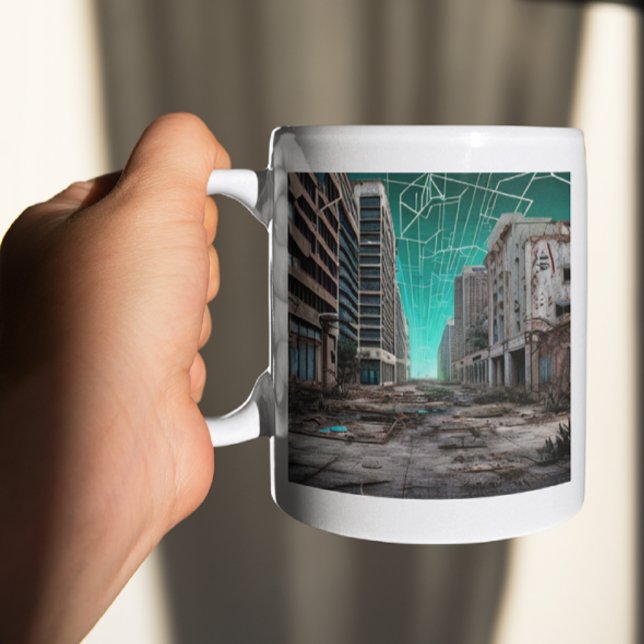 Taza De Café Cielos Verde azulados distópicos abandonados (Subido por el creador)