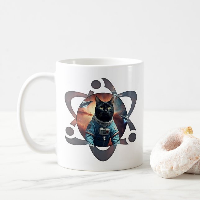 Taza De Café Ciencia del gato espacial (Con donut)