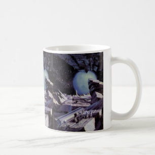 Taza De Café Ciencia ficción vintage, alienígenas en la luna en