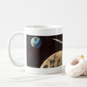 Taza De Café Ciencia Ficción Vintage, Nave Espacial Sobre la Lu
