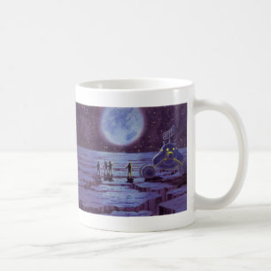Taza De Café Ciencia vintage Ficción Tierra Rover Aliens en la 