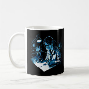 Taza De Café Científico forense trabaja en experimento de quími