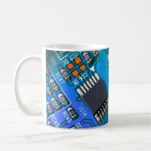 Taza De Café Cierre de la tarjeta de circuito electrónico. fond