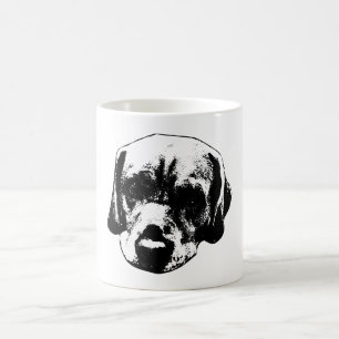 Taza De Café Cierre de Labrador Mug de Arte Blanco y Negro