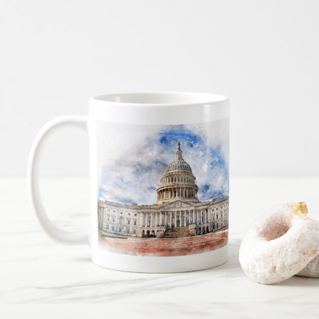 Taza De Café Cierre del Capitolio de Estados Unidos en Washingt (Con donut)