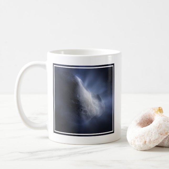 Taza De Café Cierre Ilustrativo Del Comet Tempel. (Con donut)