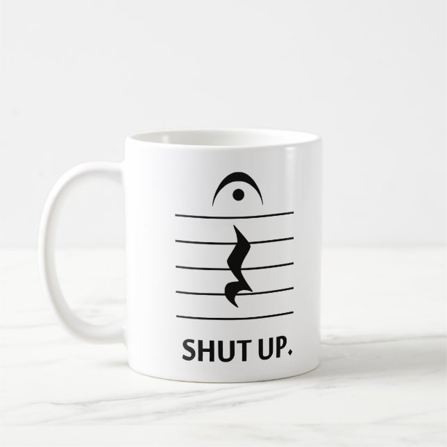 Taza De Café Cierre para arriba por la notación de música (Izquierda)