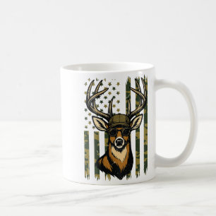 Taza De Café Ciervo de cola blanca joven muchacho caza camuflaj