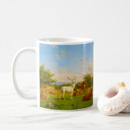 Taza De Café Ciervo de etapa blanca en campo abierto naturaleza