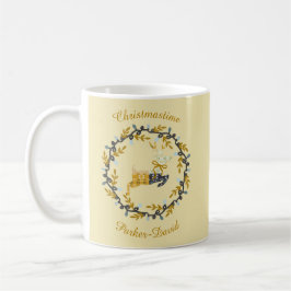 Taza De Café Ciervo de Feliz Navidad con Corona Amarillo Person
