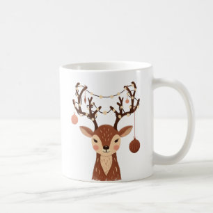 Taza De Café Ciervo de Navidad acogedor con adornos y luces