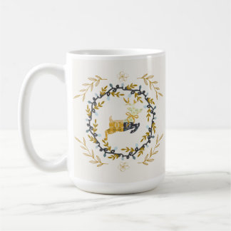 Taza De Café Ciervo de Navidad con Corona Crema Amarilla