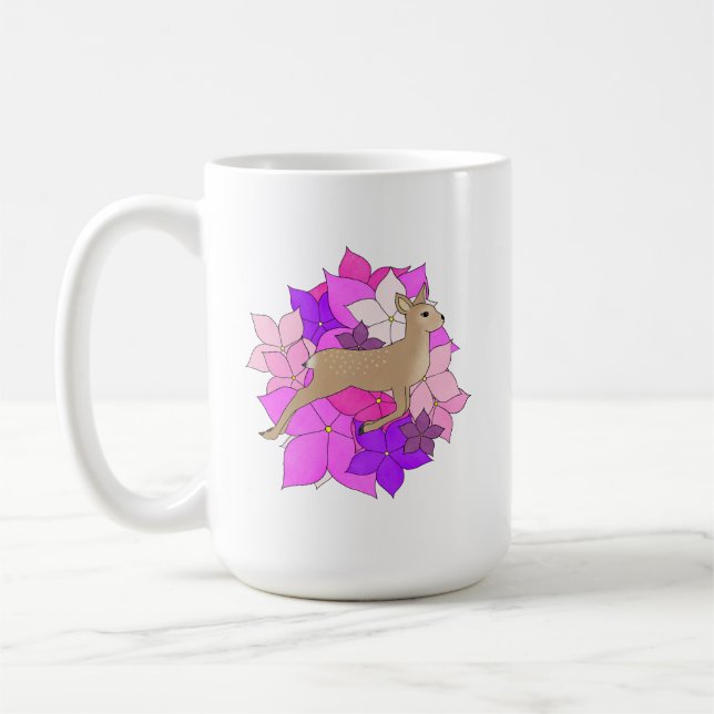 Taza De Café Ciervo Floral Adorable (Izquierda)