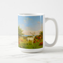 Taza De Café Ciervo Stag Blanco En Campo Abierto Naturaleza Vid