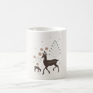 Taza De Café ciervos de bosque invernal nórdico