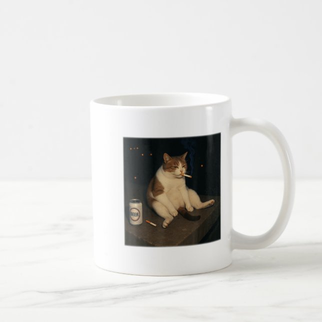 Taza De Café Cigarette Kitten Funny Smony Cat Meme Stud (Derecha)