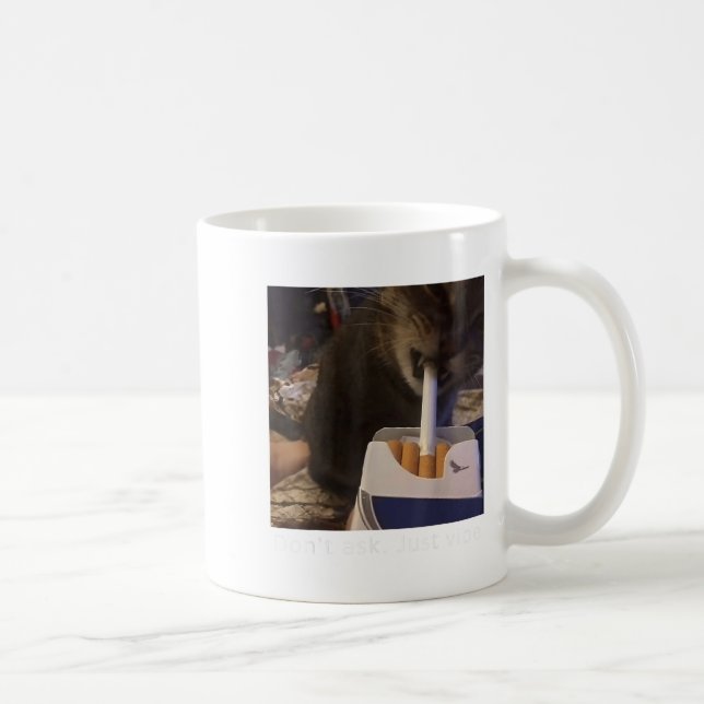 Taza De Café Cigarette Kitten Funny Smony Cat Meme Stud Brain (Derecha)