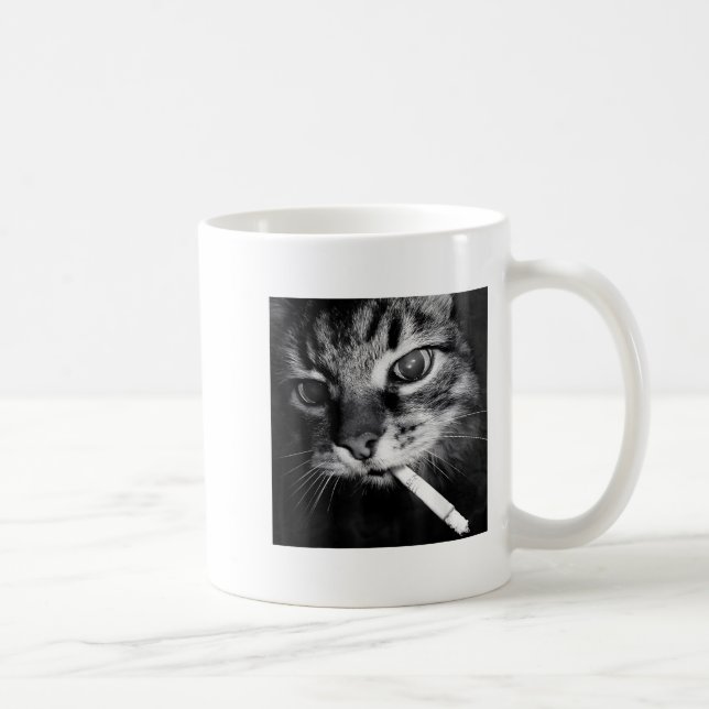 Taza De Café Cigarette Kitten Funny Smony Cat Meme Stud Brain (Derecha)