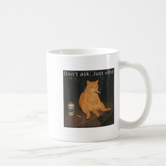 Taza De Café Cigarette Kitten Funny Smony Cat Meme Stud Brain (Derecha)