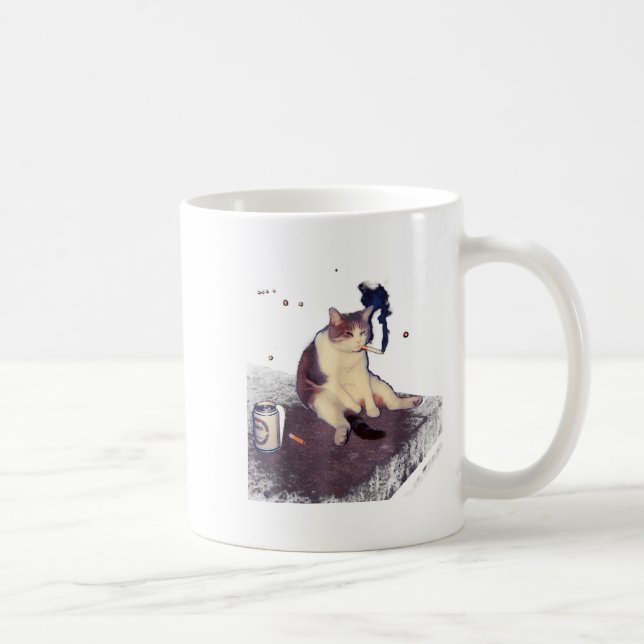 Taza De Café Cigarette Kitten Funny Smony Cat Meme Stud Brain (Derecha)
