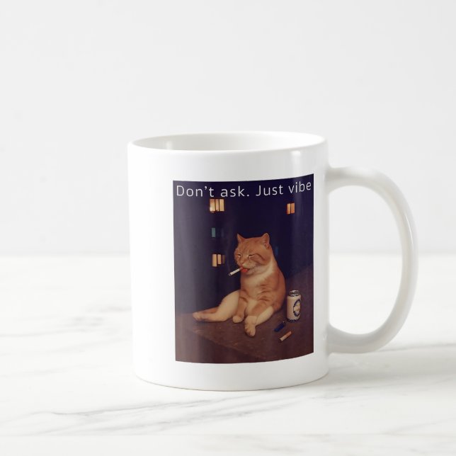 Taza De Café Cigarette Kitten Funny Smony Cat Meme Stud Brain (Derecha)