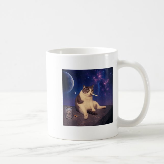 Taza De Café Cigarette Kitten Funny Smony Cat Meme Stud Brain (Derecha)