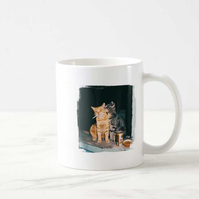 Taza De Café Cigarette Kitten Funny Smony Cat Meme Stud Brain (Derecha)