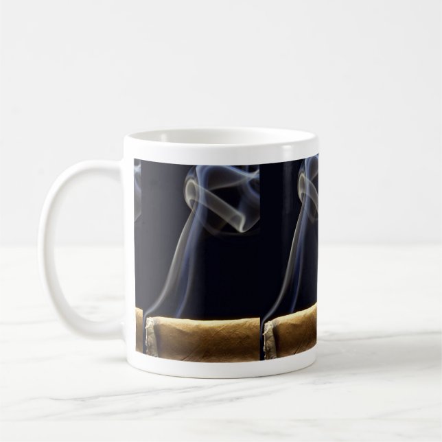 Taza De Café Cigarro hermoso con humo (Izquierda)