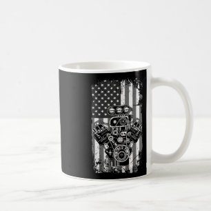 Taza De Café Cilindro de Coche Musculoso Antiguo Bandera Americ