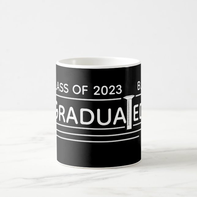 Taza De Café Cilindro graduado mensaje Personalizado "graduado" (Centro)