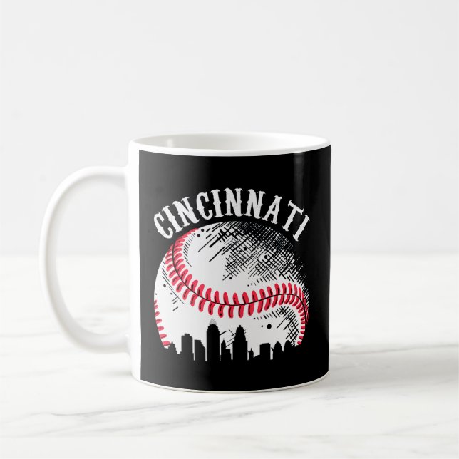 Taza De Café Cincinnati Skyline City Baseball Se Encuentra En G (Izquierda)