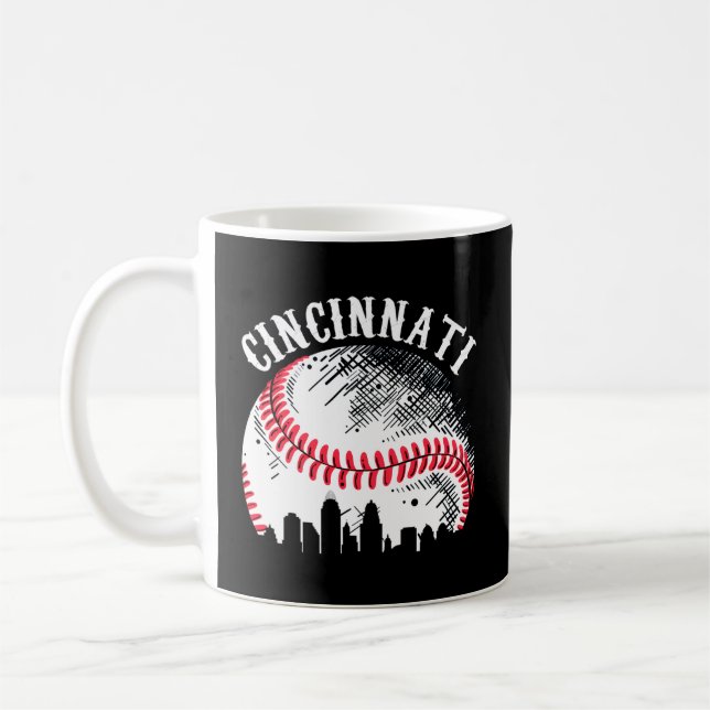 Taza De Café Cincinnati Skyline City Baseball Se Encuentra En G (Izquierda)
