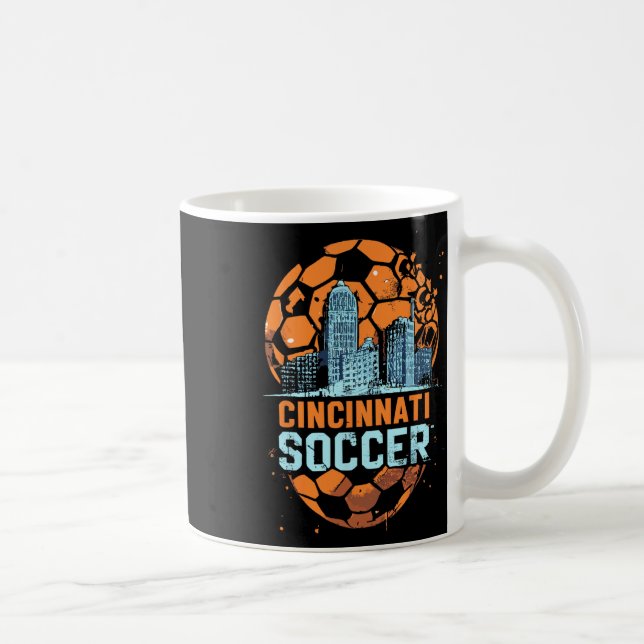 Taza De Café Cincinnati Soccer City Skyline Cool Cincy 513  (Derecha)