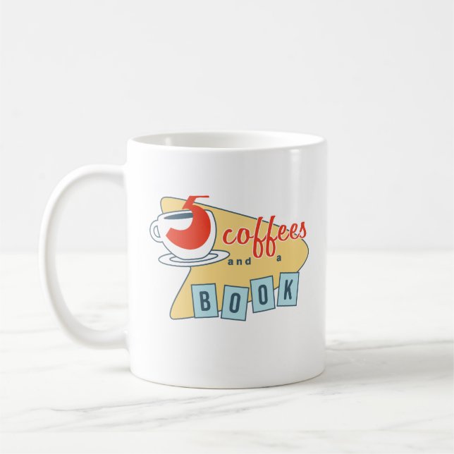 Taza De Café Cinco cafés y un tazón de café para libros (11 oz) (Izquierda)