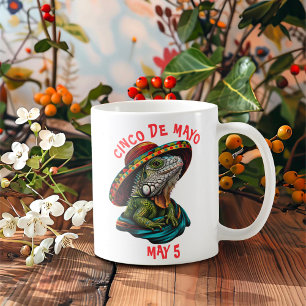 Taza De Café Cinco de Mayo Iguana con Sombrero y Serape