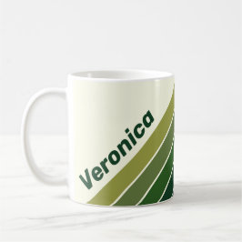 Taza De Café Cinco Franjas Retro Verdes con Nombre