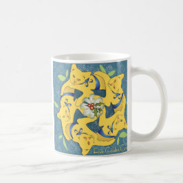 Taza De Café Cinco gatos dorados... Día festivo