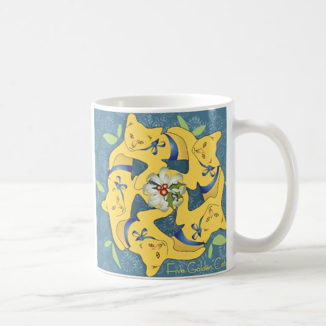 Taza De Café Cinco gatos dorados... Día festivo (Derecha)