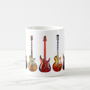 Taza De Café Cinco guitarras de colores