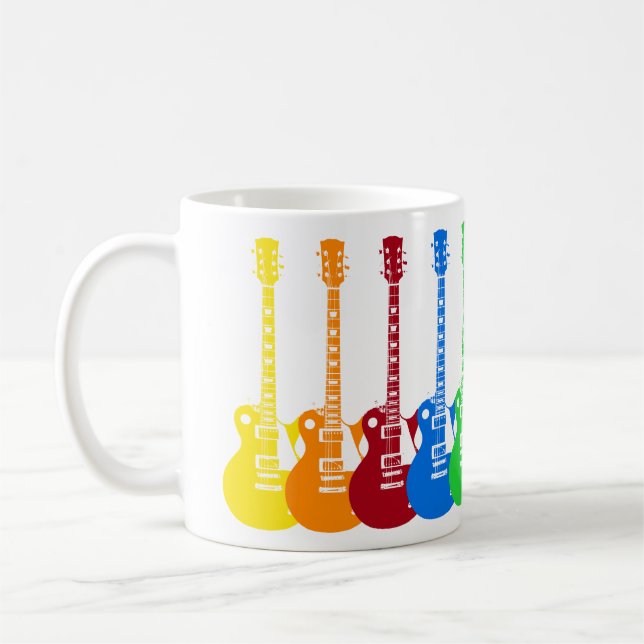 Taza De Café Cinco Guitars eléctricos coloridos  (Izquierda)
