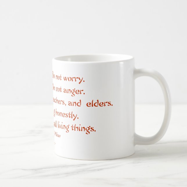 Taza De Café Cinco preceptos de Reiki: Palabras a vivir cerca (Derecha)