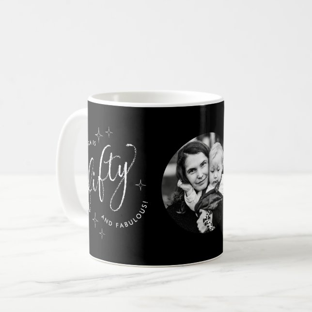 Taza De Café Cincuenta fabulosos Black 50th Birthday Photo (Anverso izquierdo)
