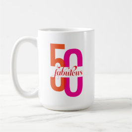 Taza De Café Cincuenta y fabuloso 50 cumpleaños colorido