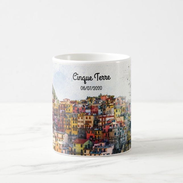 Taza De Café Cinque Terre Liguria Escena de Italia acuarela de  (Centro)